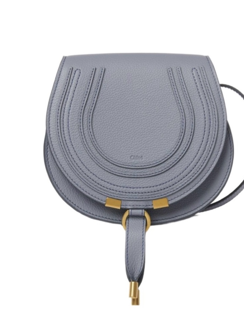 Chloe Small Marcie Crossbody Bag in Light Gray with Gold Hardware
